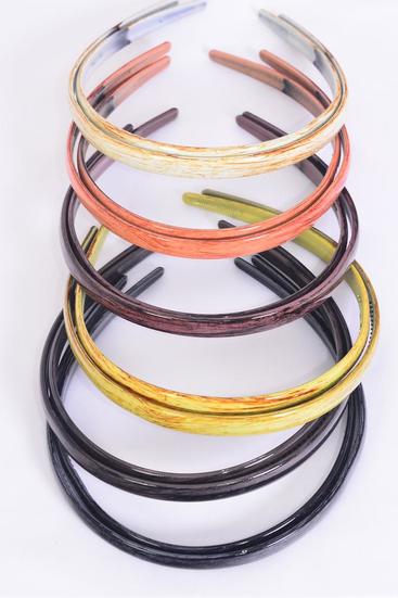 Headband Horseshoe Acrylic 24 pcs Brush Stroked Wood Finish Inner Pack of 2 / 24 pcs = Dozen 2 of each Color Mix , Hang Tag & Individual Opp bag & UPC Code , 2 pcs per Card , 12 card = Dozen