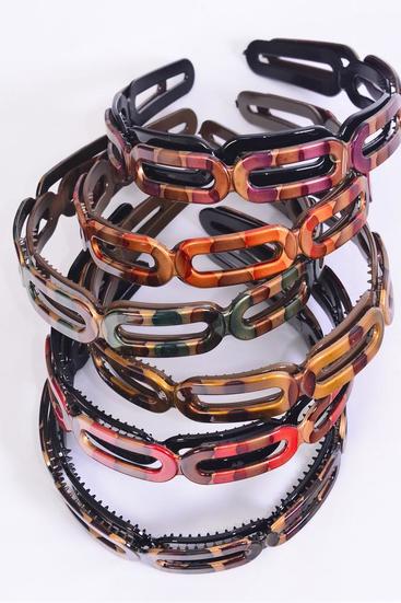 Headband Horseshoe Acrylic 24 pcs Brush Stroked Inner Pack of 2 / 24 pcs Headband = Dozen Size - 1" , 2 of each Color Mix , Hang tag & Opp bag & UPC Code , 2 pcs per Card , 12 Card= Dozen