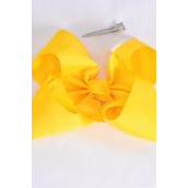 Hair Bow Large Daffodil Yellow Grosgrain Bow-tie/DZ **Daffodil Yellow** Alligator Clip,Size-4&quot;x 3&quot; Wide,Clip Strip &amp; UPC Code