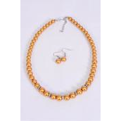 Necklace Sets Graduate from 12 mm Glass Pearls Rhinestone Bezel Gold/Sets **Gold** 18&quot; Extension Chain,Hang tag &amp; Opp bag &amp; UPC Code