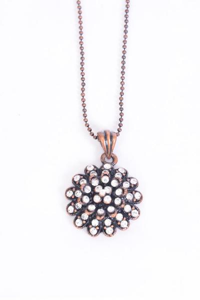 Necklace Chain Cluster Flower Pandent Rhinestones / PC 18" Long , Extension Chain , Hang tag & OPP bag & UPC Code