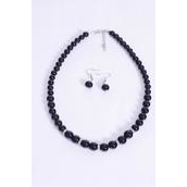 Necklace Sets Graduate from 12 mm Glass Pearls Rhinestone Bezel Black/Sets **White** 18&quot; Extension Chain,Hang tag &amp; Opp bag &amp; UPC Code-