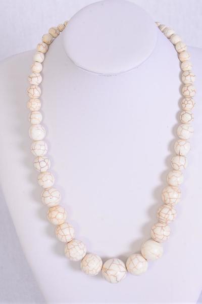 Necklace Ivory Semiprecious Stones Graduate From 20 mm to 12 mm/PC **Ivory** Size-18" Long, Hang tag & Opp Bag & UPC Code