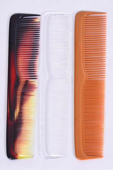 Comb 9 inch Breakable Dresser Comb Natural / 12 pcs Comb = Dozen Size - 9" Long , 4 Bone , 4 Clear , 4 Tortoise Color Asst , Individual OPP Bag & UPC Code