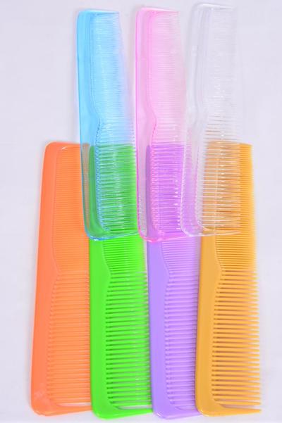 Comb 9 inch Breakable Dresser Comb Pastel Mix / 12 pcs Comb = Dozen Size - 9" Long , 2 Clear , 2 Sandy , 2 Blue , 2 Pink , 2 Lavender , 1 Orange , 1 Lime Green Color Asst , Individual OPP Bag & UPC Code