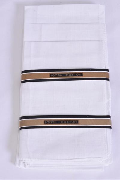 Handkerchief 100% Cotton 24 pcs White / 24 pcs = Dozen White , Size - 15" x 15" Wide , OPP Bag