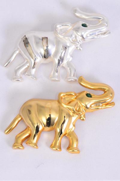 Brooch Elephant/PC Size-2.5"x 1.5" Wide,Display Crad & OPP bag & UPC Code,choose Finishes