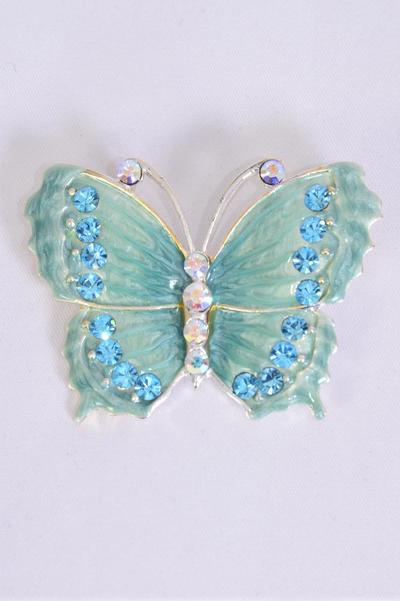 Brooch Butterfly Enamel Rhinestones / PC Size-2"x 1.5" Wide , Gift Box & UPC Code