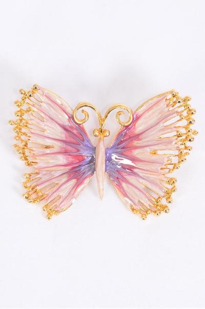 Brooch Butterfly Enamel / 12 pcs = Dozen Size - 2" x 1.5" Wide , Come w Gift box , Choose colors 