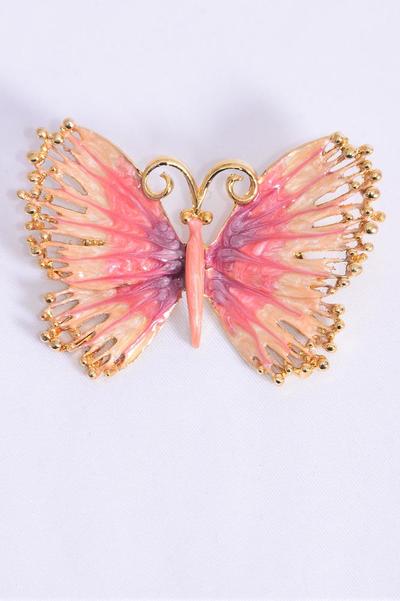 Brooch Butterfly Enamel / PC Come w Gift box , Size-2"x 1.5" Wide , choose colors