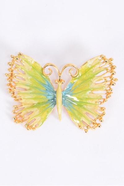 Brooch Butterfly Enamel / 12 pcs = Dozen Size - 2" x 1.5" Wide , Come w Gift box , Choose colors 