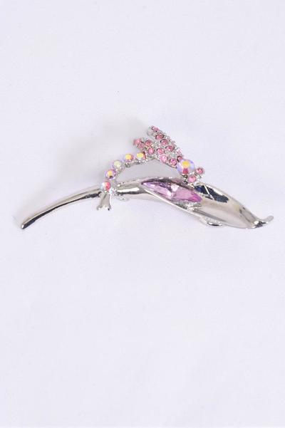 Brooch Dragonfly Rhinestones / PC Size - 2.5" x 1" Wide , w Gift Box & UPC Code , Choose Colors