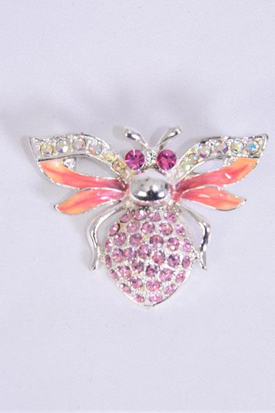 Brooch Honey Bee Enamel Rhinestones / PC Size-1.75"x 1.25" Wide , OPP Bag , Choose Colors