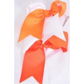 Hair Bow Extra Jumbo Long Tail Cheer Type Bow Orange Mix Grosgrain Bow-tie/DZ **Orange &amp; White Mix** Alligator Clip,Size-6.5&quot;x 6&quot; Wide,6 Tangerine,6 Autumn Orange Color Asst,Clip Strip &amp; UPC Code