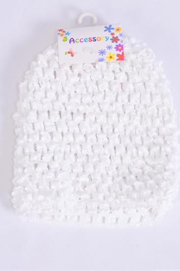 Kufi Hat Knitted Beanie Stretch White / 12 pcs = Dozen Stretch , Size - 5.5" x 5.5" Wide , Hang Tag & UPC Code