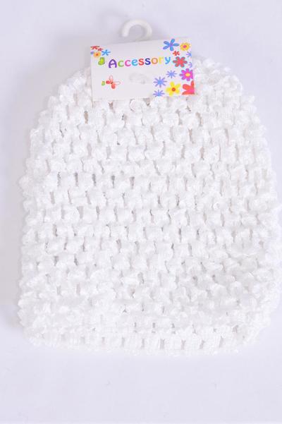 Kufi Hat Knitted Beanie Stretch White / 12 pcs = Dozen Stretch , Size - 5.5" x 5.5" Wide , Hang Tag & UPC Code