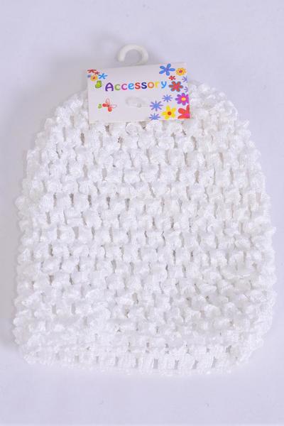 Kufi Hat Knitted Beanie Stretch White / 12 pcs = Dozen Stretch , Size - 5.5" x 5.5" Wide , Hang Tag & UPC Code
