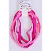 Elastic Headband Wide Pink Mix 36 pcs /DZ **Pink Mix**  NO METAL, Size-15&quot;x 3/8&quot; Wide,Pr Color Mix,Hang Tag &amp; UPC Code,6 pcs per Card,12 Card=Dozen