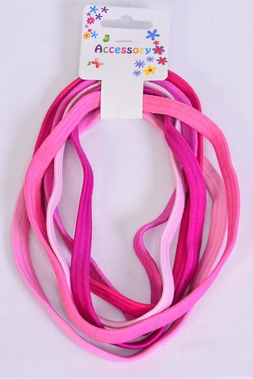 Elastic Headband Wide Pink Mix 72 pcs / 12 card = Dozen Pink Mix ,  Siz e- 15" x 3/8" Wide , Pr Color Mix , Hang Tag & UPC Code , 6 pcs per Card , 12 Card = Dozen