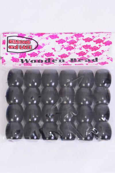 Wooden Beads 288 pcs Large 16 mm Wide / 12 bag = Dozen Size-16 mm Wide , OPP bag , Choose Colors , 24 pcs per Bag , 12 Bag = Dozen