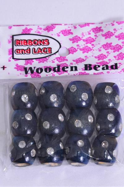 Wooden Beads 144 pcs Large 16 mm Wide Clear Stones / Dozen Size-16 mm Wide,Choose Colors,OPP Bag,12 pcs per Bag,12 Bag= Dozen