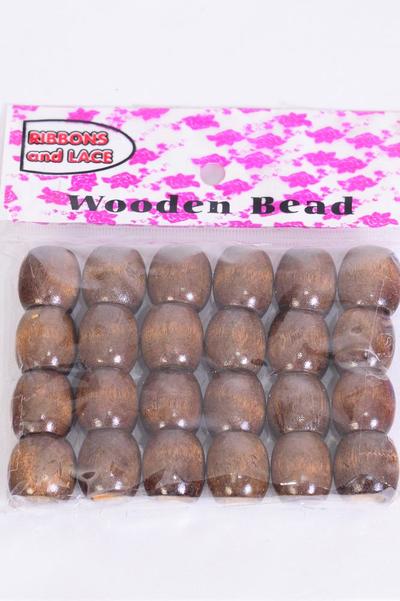 Wooden Beads 288 pcs Large 16 mm Wide / 12 bag = Dozen Size-16 mm Wide , OPP bag , Choose Colors , 24 pcs per Bag , 12 Bag = Dozen