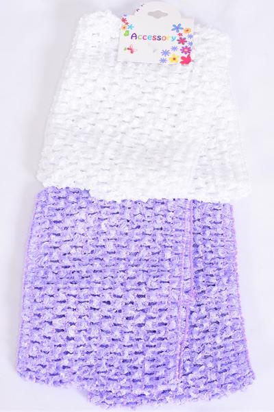 Ballerina Headband 24 pcs Turban 4 Inch Wide Lavender White Mix / 12 card = Dozen Stretch , Size-4" Wide , 6 of each Color Asst , Hang Tag & OPP Bag & UPC Code