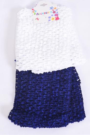Ballerina Headband 24 pcs Turban 4 Inch Wide Navy White Mix / 12 card = Dozen  Stretch , Size - 4" Wide , 6 Navy , 6 White Color Asst , Hang Tag & OPP Bag & UPC Code