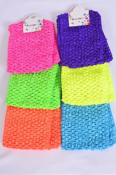 Ballerina Headband 24 pcs Turban 4 Inch Wide Caribbean Neon / 12 card = Dozen Stretch , Size - 4" Wide , 2 Turquoise, 2 Neon Orange, 2 Purple, 2 Neon Pink, 2 Neon Yellow, 2 Neon Green Mix , OPP Bag & UPC Code 