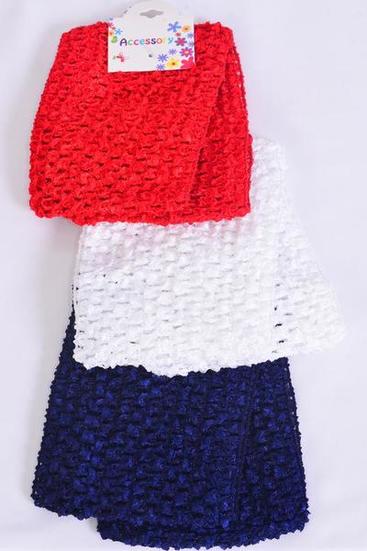 Ballerina Headband 24 pcs Turban 4 Inch Wide Red White Navy Mix / 12 card = Dozen Stretch , Size - 4" Wide , 4 Red , 4 White , 4 Navy Color Asst , Hang Tag & OPP Bag & UPC Code