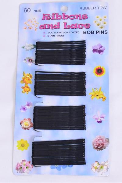 Bobby Pins Black Tips 60 ct / 12 Card = Dozen Size-1.75" Long , each card have 60 ct ,12 card = Dozen , Opp Bag & UPC Code