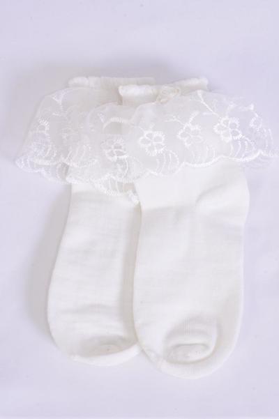 Socks Girl's Long Lace Socks With Spandex / Dozen Choose  Color & Sizes
