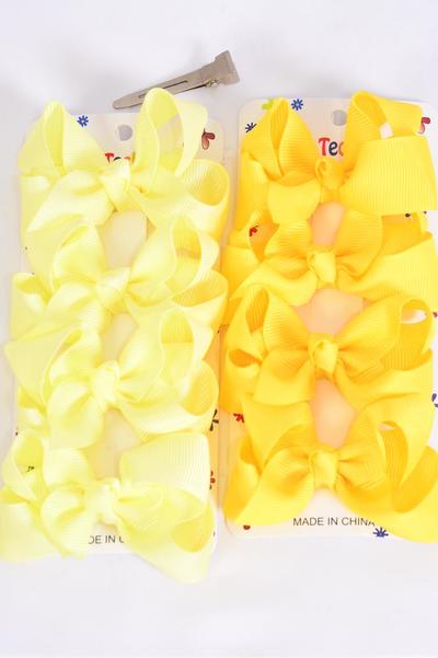 Hair Bows 48 pcs Grosgrain Bow-tie Yellow Mix / 12 card = Dozen  Yellow Mix , Alligator Clip , Size - 3" x 2" Wide , 6 Baby Maize , 6 Daffodil Color Asst , 4 pcs per Card , 12 card = DZ