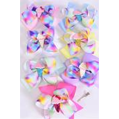 Hair Bow Jumbo Double Layered Ice Cream Cone Grosgrain Bow-tie Pastel/DZ **Pastel** Size-6" x 6",Alligator Clip,2 White,2 Baby Pink,2 Lavender,2 Hot Pink,2 Mint Green,1 Blue,1 Yellow,7 Color Asst,Clip Strip & UPC Code