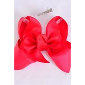 Hair Bow Jumbo Hot Red 6"x 5" Wide Grosgrain Bow-tie/DZ **Hot Red**  Alligator Clip,Size-6"x 5" Wide,Clip Strip & UPC Code