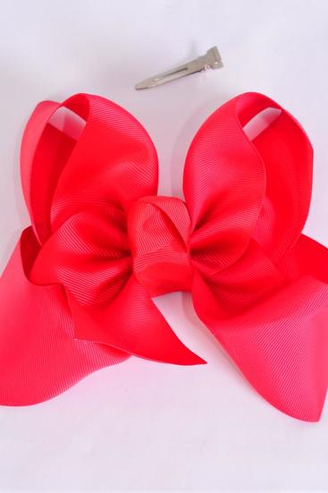 Hair Bow Jumbo Hot Red 6"x 5" Wide Grosgrain Bow-tie/DZ Hot Red, Alligator Clip,Size-6"x 5" Wide,Clip Strip & UPC Code