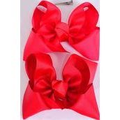 Hair Bow Extra Jumbo Cheer Type Bow Red Mix Grosgrain Bow-tie/DZ **Red** Alligator Clip,Size-8"x 7" Wide,6 Red,6 Poppy Red Mix,Clip Strip & UPC Code