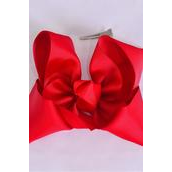 Hair Bow Extra Jumbo Cheer Type Bow Red Grosgrain Bow-tie/DZ **Red** Alligator Clip,Size-8&quot;x 7&quot; Wide,Clip Strip &amp; UPC Code