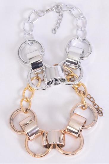 Bracelet Chain Style Gold Silver Mix / 12 pcs = Dozen Extension Chain , 6 Rose Gold , 6 Silver Mix , Hang Tag & OPP Bag & UPC Code