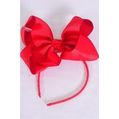 Headband Horseshoe Jumbo Grosgrain Bow-tie Red/DZ **Red** Bow Size-6&quot;x 5&quot; Wide,Hang Tag &amp; UPC Code,Clear Box