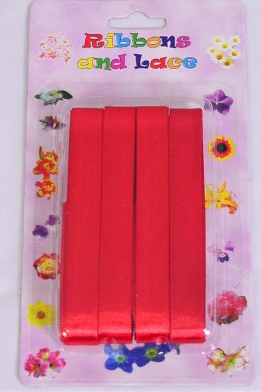 Ribbons Satin Red / 12 card = Dozen Red , each card has 4 Yard Ribbons , UPC Code , 12 card =  Dozen