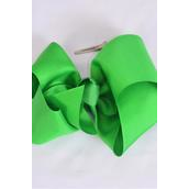 Hair Bow Extra Jumbo Cheer Type Bow Kelly or Irish Green Grosgrain Bow-tie/DZ **Kelly Green** Size-8"x 7" Wide,Alligator Clip,Clip Strip & UPC Code