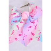 Hair Bow Extra Jumbo Long Tail Cheer Type Bow Tiedye Gradient  Pink Ribbon Grosgrain Bow-tie/DZ **Alligator Clip** Size-6.5"x 6" Wide,Clip Strip & UPC Code