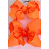 Hair Bow Jumbo Orange Mix Grosgrain Fabric Bow-tie/DZ **Orange Mix** Alligator Clip,Size-6"x 5" Wide,6 Tangerine,6 Autumn Mix,Clip Strip & UPC Code