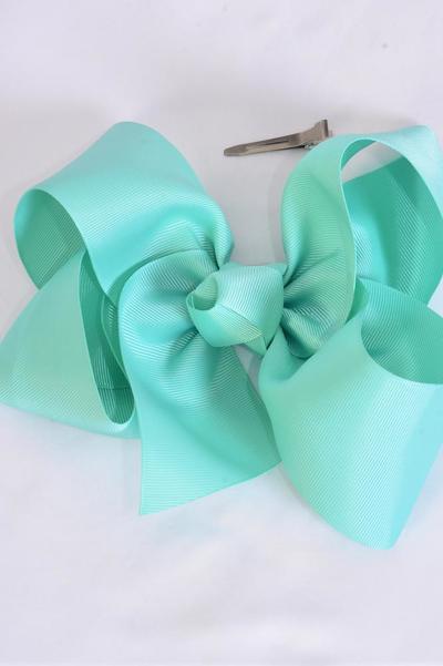 Hair Bow Extra Jumbo Cheer Type Bow Tropic Grosgrain Bow-tie /12 pcs Bow = Dozen  Tropic , Alligator Clip , Size-8"x 7" Wide , Clip Strip & UPC Code