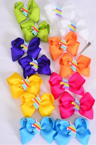 Hair Bow 24 pcs Center Fidget Autism Unicorn Charm Grosgrain Bow-tie ...